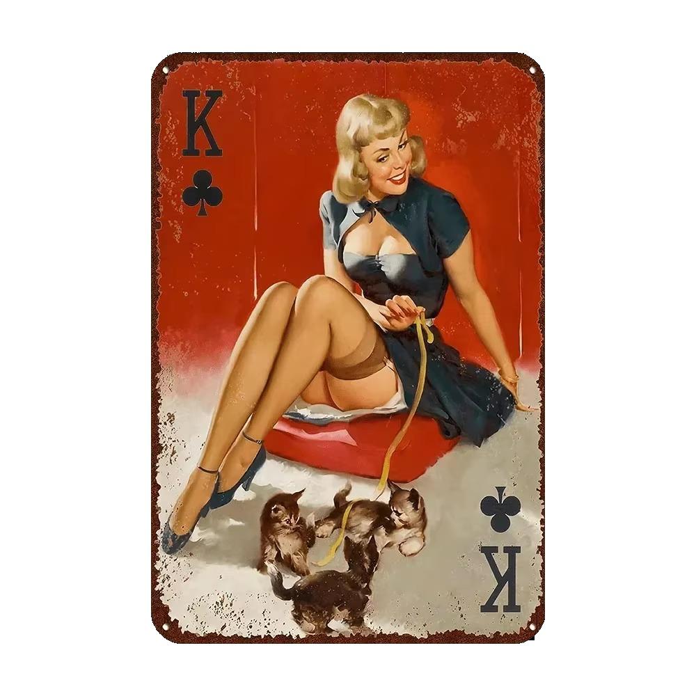 

Vintage Metal Tin Sign 20x30 cm Retro Girl Decor for Garage Pub Home