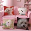 NICE CUTE Bichon Frise Dog Cushion Cover Pillow Case Soft Friendly Fabric  Concealed Zipper