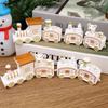 Wooden Mini Train Decor Set Christmas Party Snowman Ornament Plastic or Wooden Tabletop Cake Decoration Props Train Kids Toys