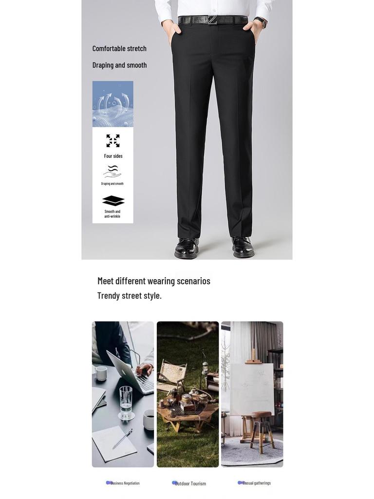 2026 Men's High-Grade Mulberry Silk Wool Formal Business Trousers