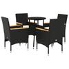 Vidaxl 5-Cz. Garden Furniture Set With Cushions, Black, Poly Rattan