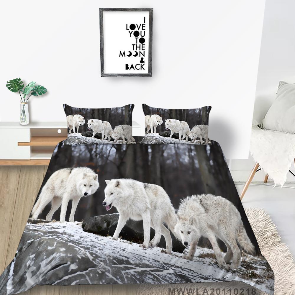 2023 New Style Duvet Cover Set Wolf Pattern Beding Cover Suitsn Polyester Quilt Cover Single Size Bed Set Teens Newly Fashion Bedding Suit