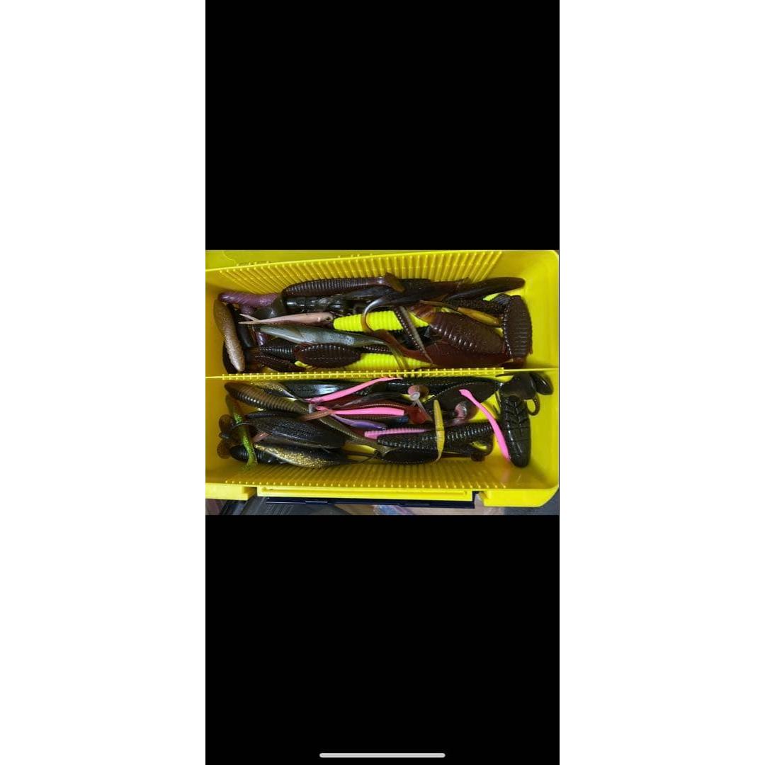 Used Bass fishing worm assortment set with case