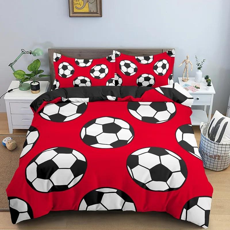 Football Duvet Cover Set Soccer Bedding Set For Boy Teen Microfiber Sports Theme Comforter Cover Soccer Ball Pattern Quilt Cover