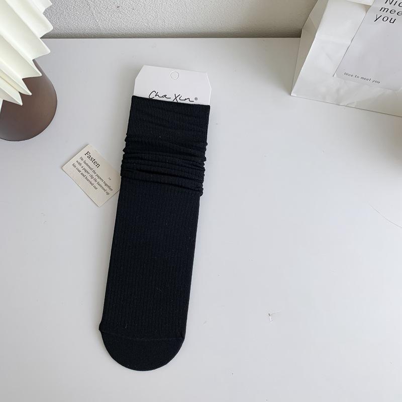 Anti Pilling Thin Strip Ultra Thin Solid Color Basic Boneless Stacking Socks Trend Straight Socks Thin