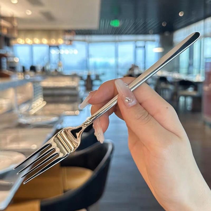 Stainless Steel Long Handle Dinner Fork Korean Rainbow Fork Hotel Restaurant Party Supplies Dinnerware Steak Fork
