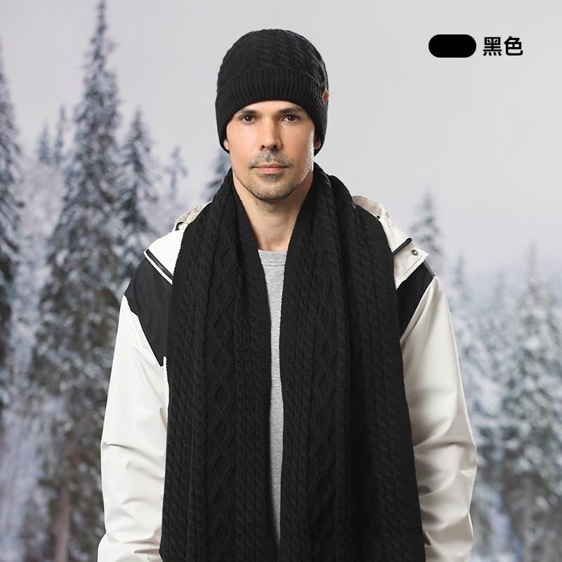 Winter Alpaca Wool Knit Hat Scarf Gloves Set Men Outdoor Cycling Warm Thick Lined Beanie Accessory
