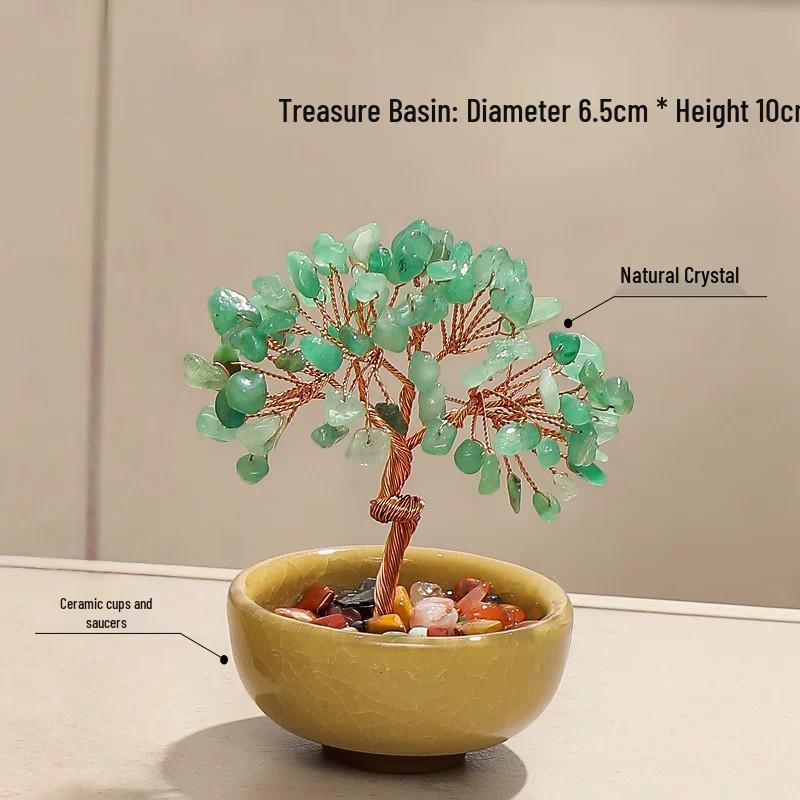 Yellow & Purple Crystal Gravel Fortune Tree Tabletop Ornament for Wealth and Home Decor