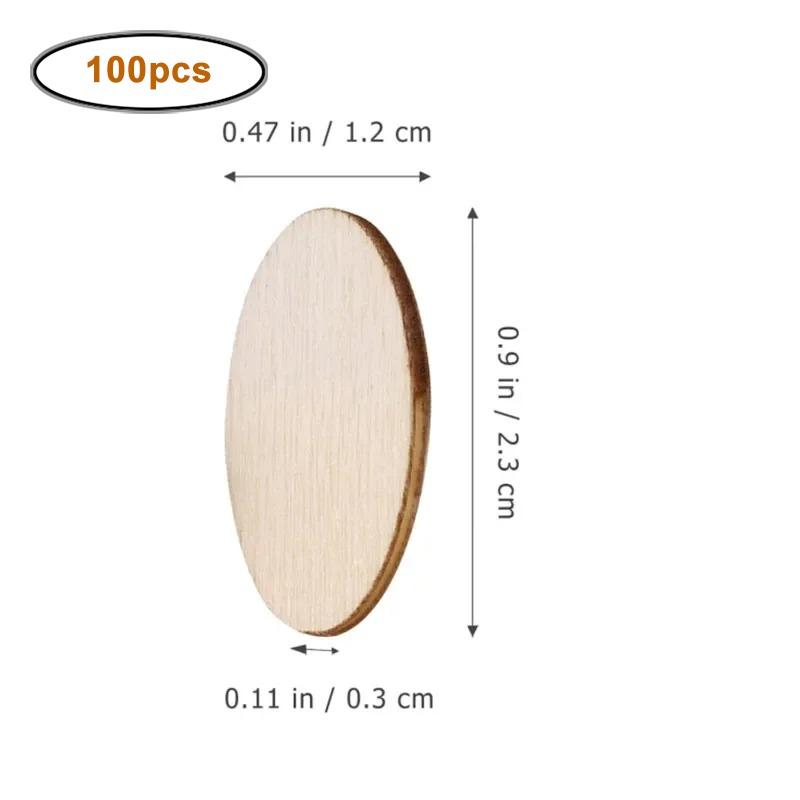 100pcs/lot Unfinished Wood Oval Slices Discs Natural Rustic Wooden Cutout Wood Craft Supplies for DIY Craft Wedding Christmas