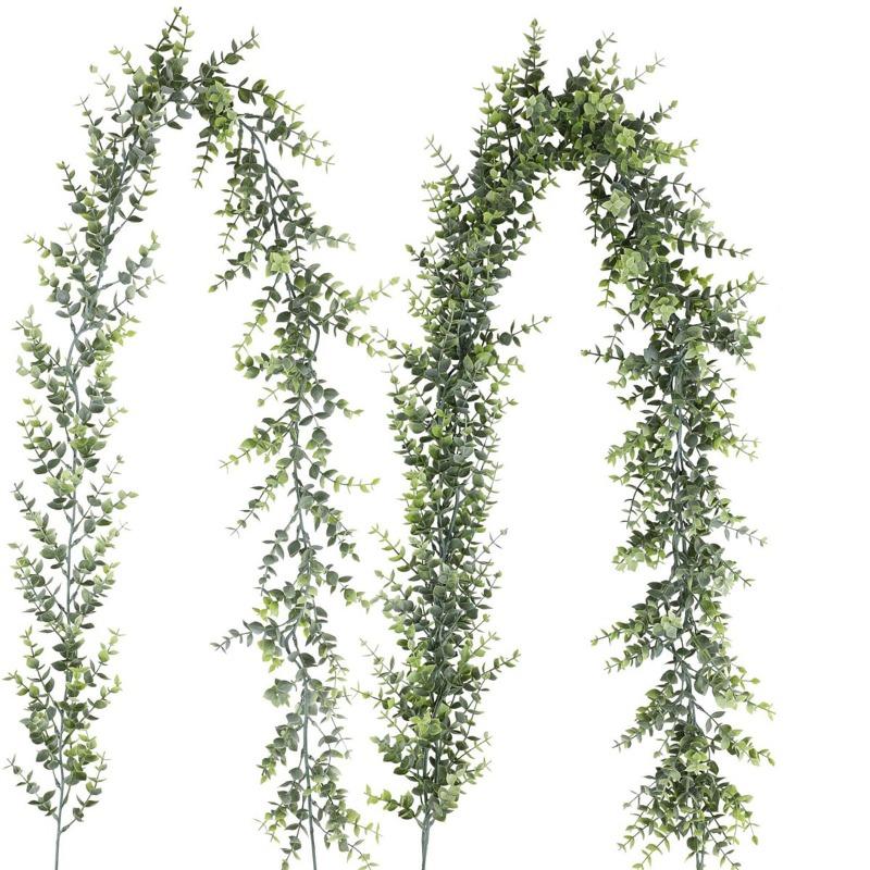 

2 шт. 178 см Зеленые листья растений Искусственные растения эвкалипта Ротанг Свадебный домашний декор Ротанг из травы эвкалипта Садовое украшение
