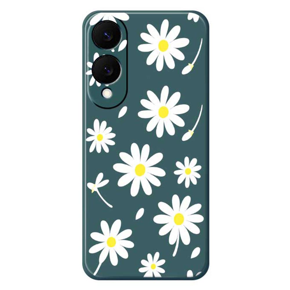 

For Samsung Galaxy S25 Edge Case White Daisy Pattern Printing Straight Edge TPU Phone Back Cover B