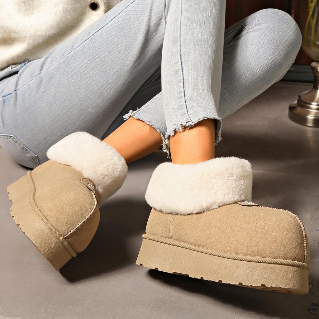 2024 New Women New Platform Outdoor Short Plush Snow Boots Woman Walking Non Slip Thick Bottom Cotton Boots Shoes for Women