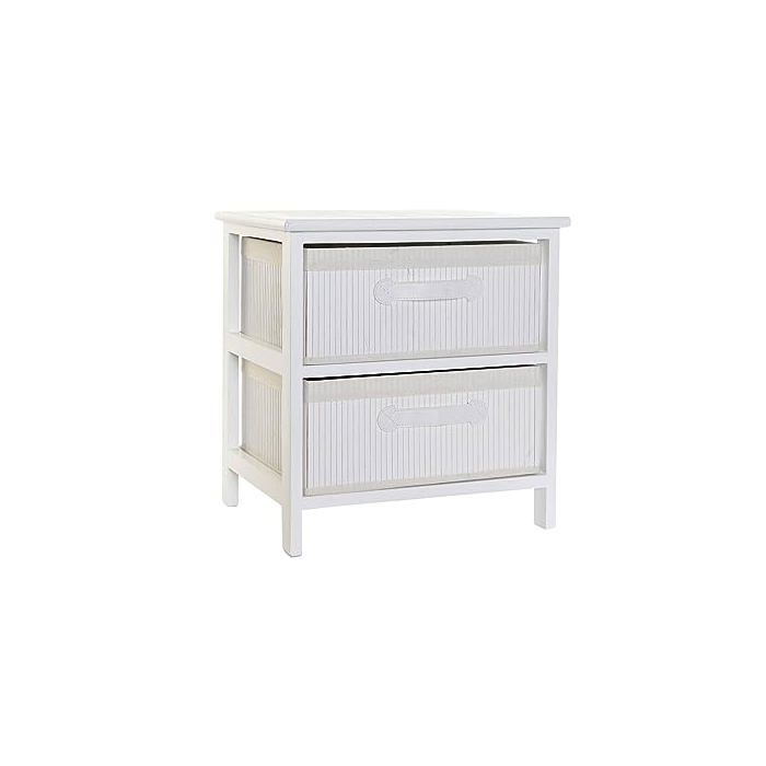 Commode en bambou et bois de paulownia - DKD Home Decor - Blanc - 45x42x32 cm - 2 tiroirs - Assemblage requis - Fragile