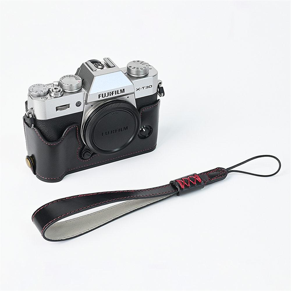 Öldruck PU-Leder Kamera Halbtasche für Fujifilm XT30II XT30 XT20 XT10 Fuji X-T30 X-T30II X-T20 X-T10 Batteriezugang Mit Riemen