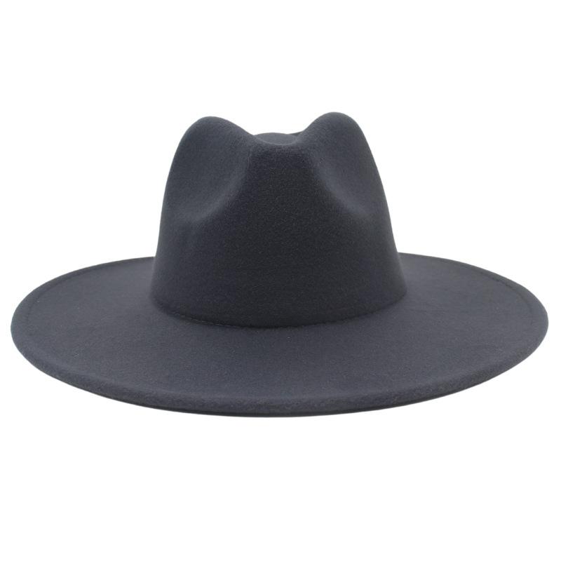 Big Brim Solid Color Cashmere Felt Hat Jazz Hat French Top Hat