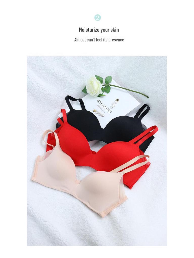 Tangge Red Silk Wire-free Thin Seamless Mulberry Silk Bra