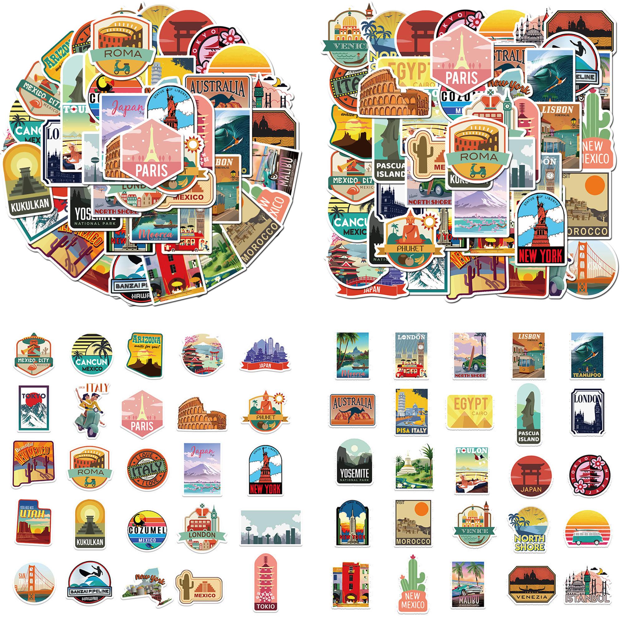 50Pcs/100Pcs Famous Tourist City Scenery - City Travel Stickers DIY Fashion Waterproof Doodle Decals Stickers A