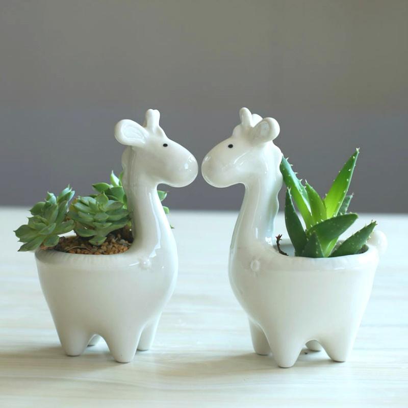 Kawaii Giraffe Blumentopf Sukkulenten Topf Keramik Desktop Topf Übertopf Bonsai Kunst Vase Wohnkultur Büro Dekoration Blumentopf Garten Liefert
