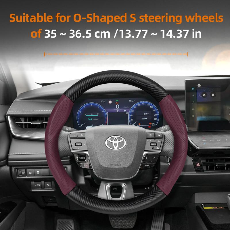 Nlzh6 For Toyota Carbon Fiber Texture Perforated Leather Steering Wheel Cover Chr Yaris Auris Corolla Rav4 Land Cruiser Prado Hilux