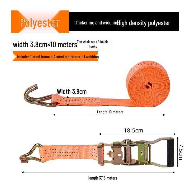 Pasy transportowe z grzechotką, z podwójnym hakiem i stalowym napinaczem