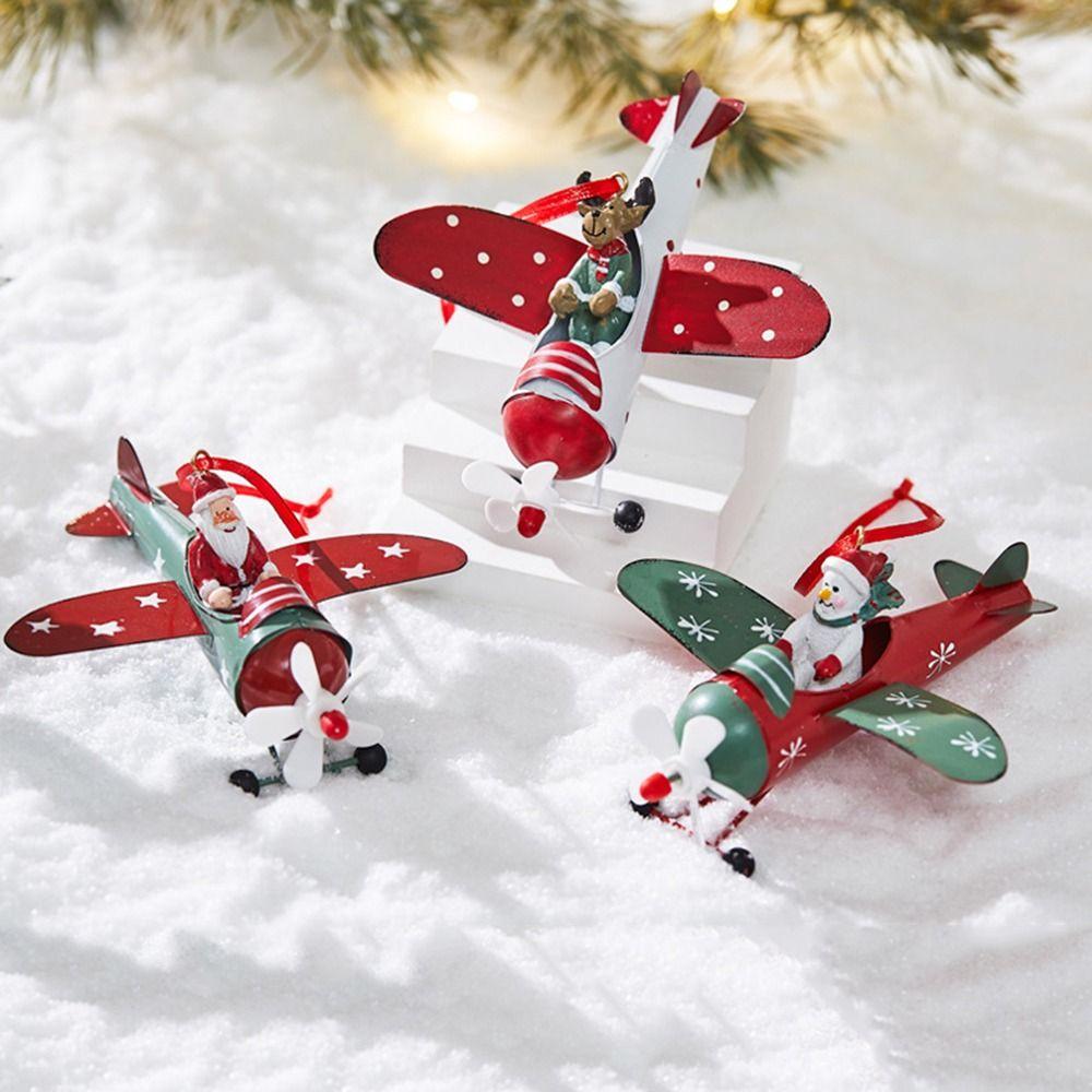 

Hot Air Balloon Pilot Santa Ornaments Iron Christmas Tree Hangers Xmas Party Style 9