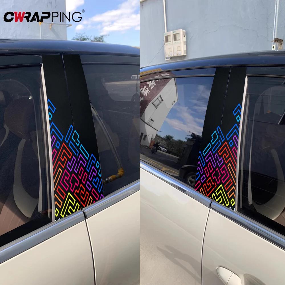 Car B Pillar Sticker Honeycomb Hexagon Auto Center Column Decoration Cover Scratches Waterproof Decals for Truck Car Accessories