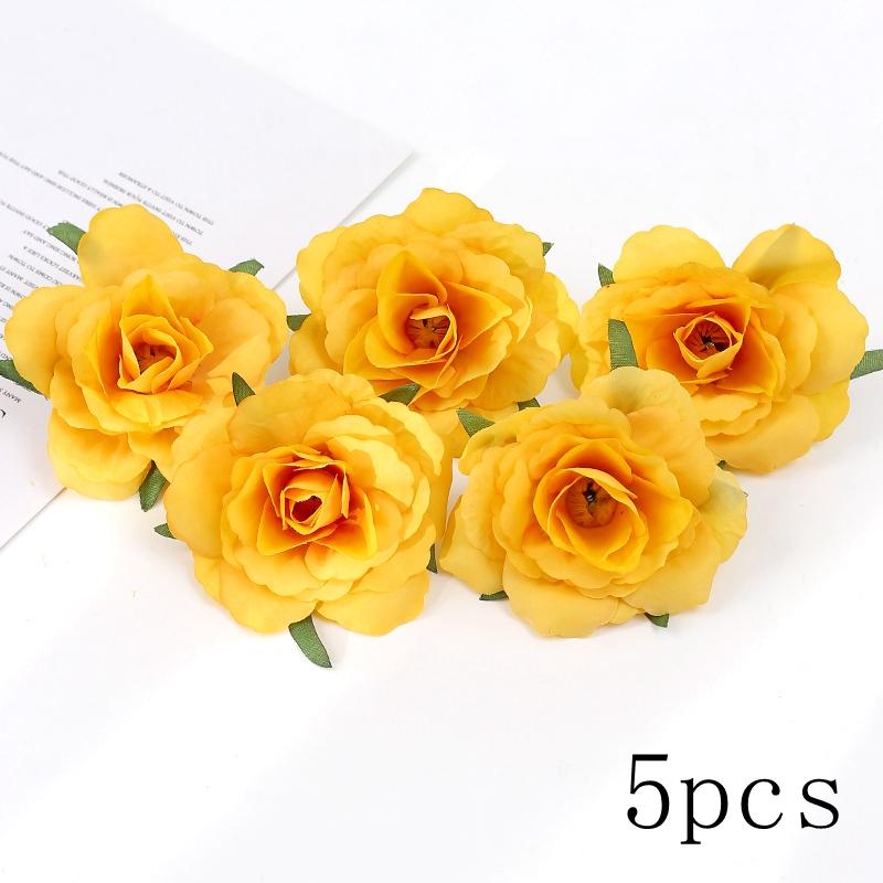 Orange Artificial Flowers Heads Silk Fake Flowers for Home Decor Party Marriage Wedding Decoration DIY Wreath Gifts Accessories