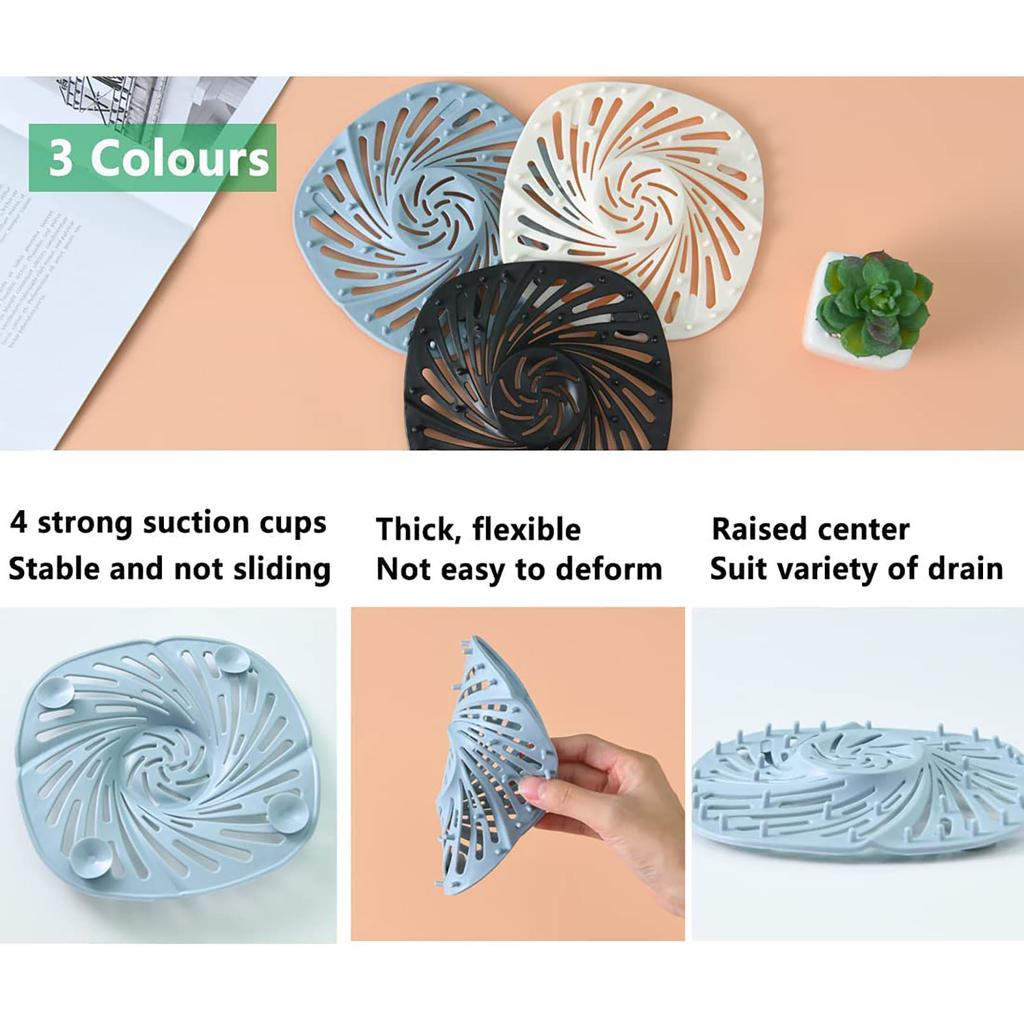 Square- Hair Catcher, Shower Hair Stopper With Suction Cup,Easy To Install Suit For Bathroom,Bathtub,Kitchen