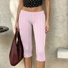 Damen Milchseide Freizeit-Hose Stretchy Capri-Länge Elastischer Bund Leichtes atmungsaktives Gewebe Bequeme Passform