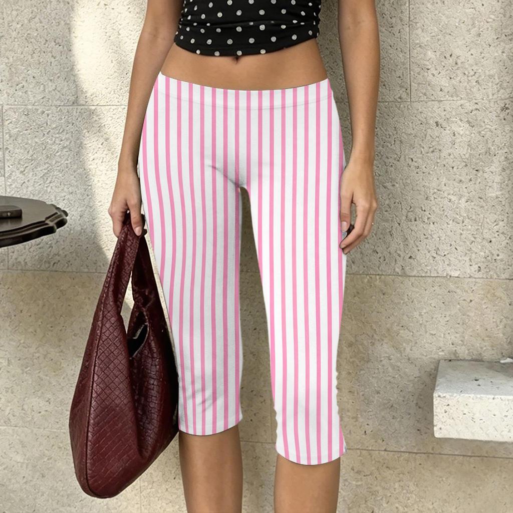 Damen Milchseide Freizeit-Hose Stretchy Capri-Länge Elastischer Bund Leichtes atmungsaktives Gewebe Bequeme Passform