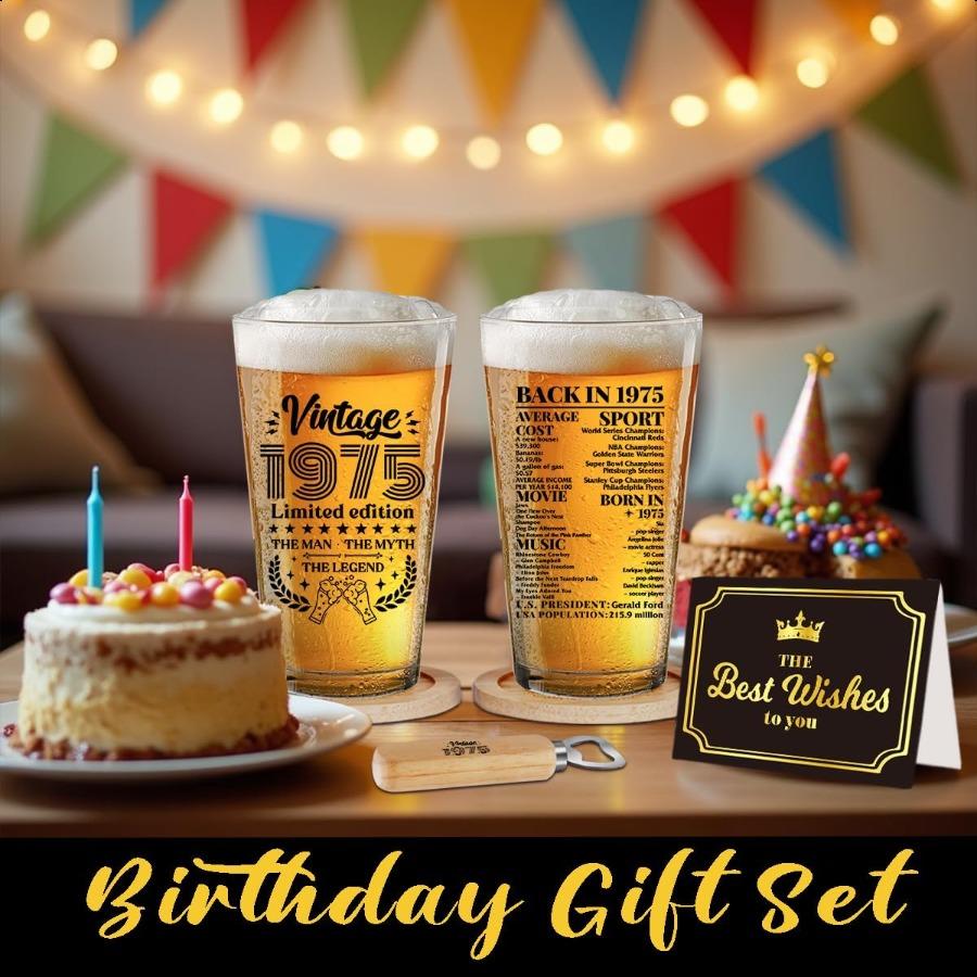 

Смешные подарки на 50-летие для мужчин Подарки для 50-летних для винтажного 1975 года Пивной бокал С юбилеем 50-летие вечеринки United States