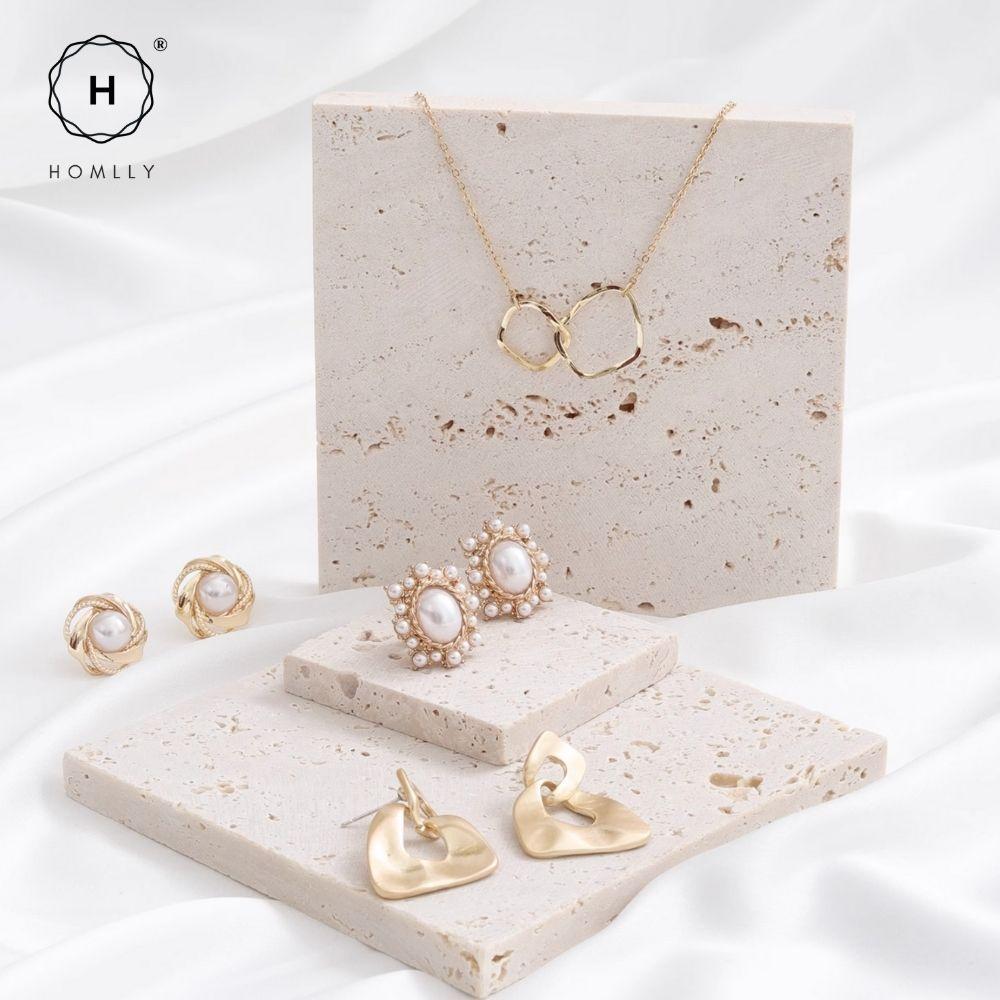 Homlly Beige Travertine Decorative Stone Tray Slab (X5 PCS)