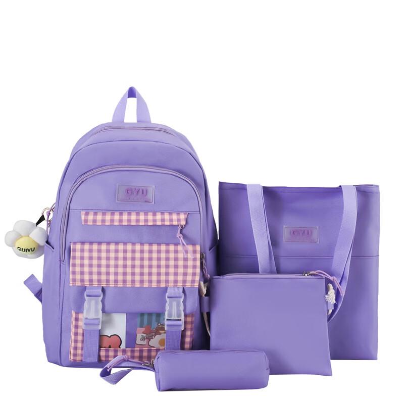 Plaid Casual Backpack Set