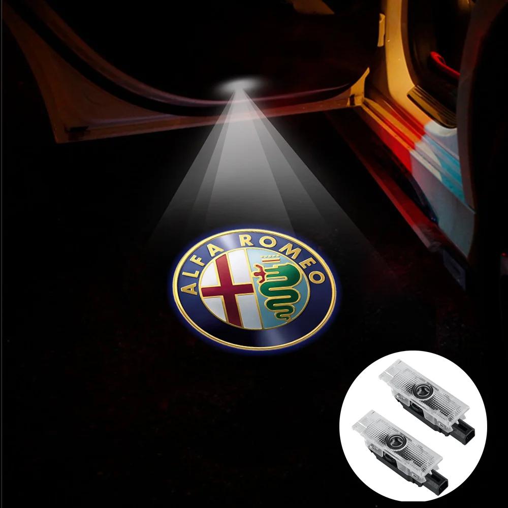 

For Alfa Romeo 2026 Hot Sticker 2pcs/set LED HD Logo Light Ghost Shadow Car Door Welcome Light Accessories For Alfa Romeo Stelvi