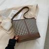 Vintage Houndstooth Shoulder Handbags Luxury Brand Designer Women's Bag Small Bucket Crossbody Bag Travel Shopper Armpit Purse