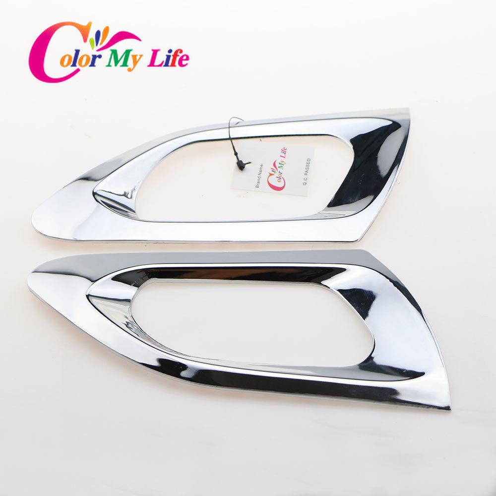 2 sztuk/zestaw ABS Chrome wewnętrzne tylne drzwi koło naklejki wykończeniowe dla Peugeot 208 2008 2014 2015 2016 2017 2018