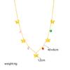 Ladies Titanium Steel Butterfly Zircon Pendant Necklace Jewelry