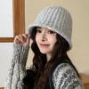Knit Bucket Hat Women Autumn Winter Big Head Girth Solid Color Warm Fisherman Cap Match Premium Feeling Woolen Outdoor M571
