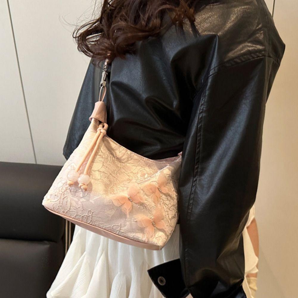 Butterfly Hanfu Embroidery Handbag Canvas Cheongsam Bag Retro New Chinese Style Handbag  Party