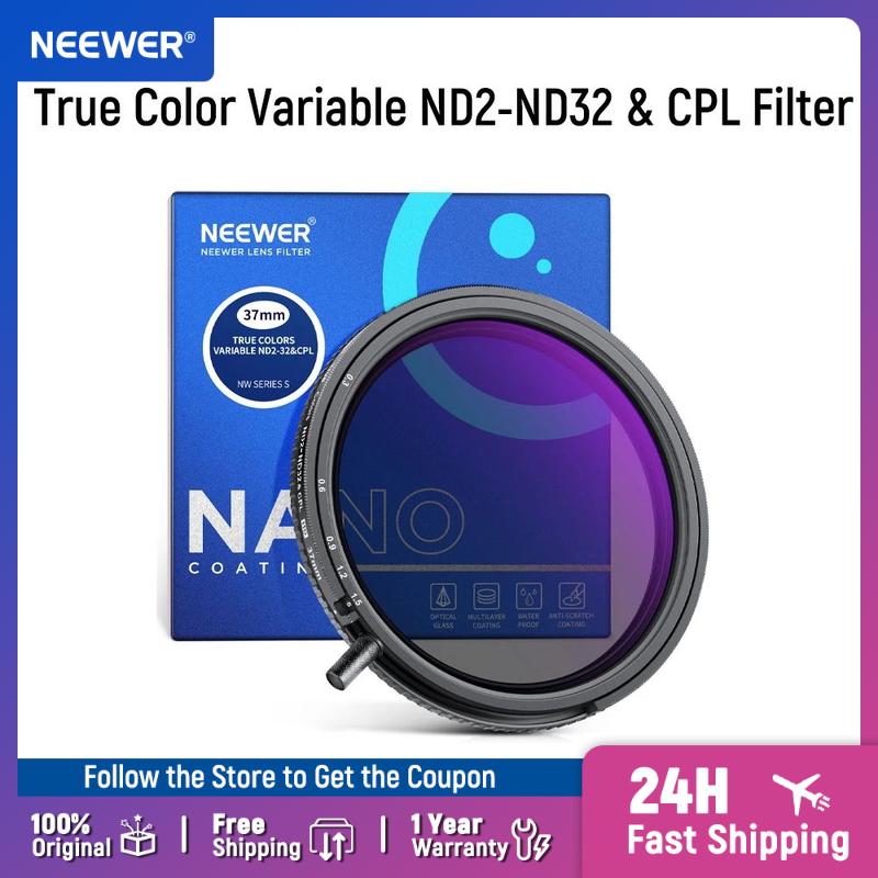 NEEWER 67mm True Colors Variable ND&CPL Filter ND2-ND32 & ND3-64, 2 in 1 Adjustable Limited Neutral Density & CPL Filter ND2 ND32 CPL