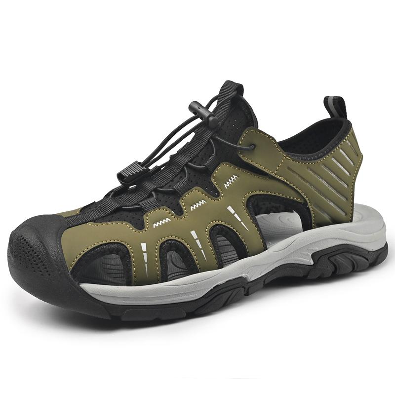 Äkta Läder Herrsandaler Sommar Herr Strand Sandaler Utomhussandaler För Män