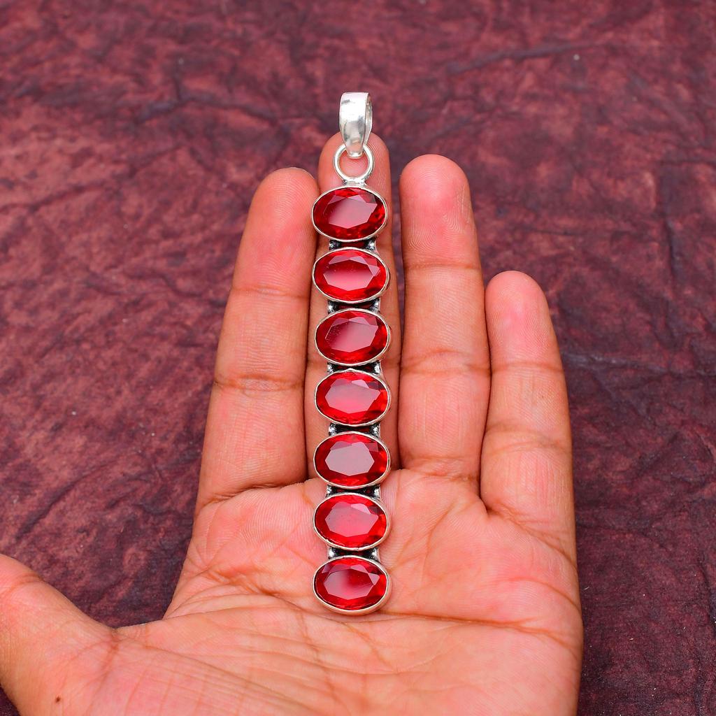 Awesome Garnet Gemstone Pendant: 925 Sterling Silver Handmade Pendant Necklace Jewelry