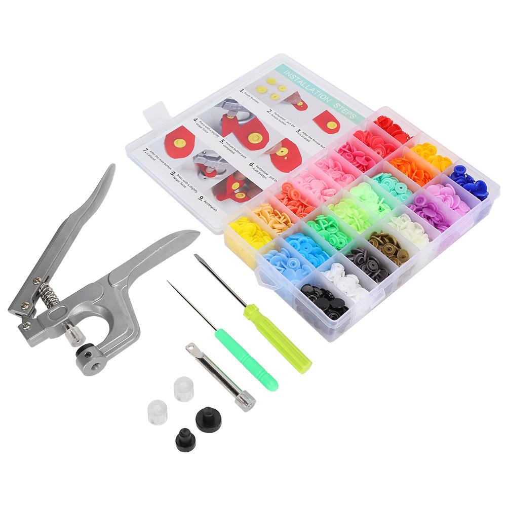 

360Pcs Snap Fastener Set Resin 24 Colors Hand Press Pliers Button Installing Tool with Box