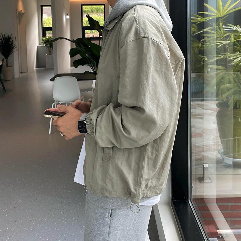 Men's Stand-collar Coat, Korean Style Loose Thin Top, Spring and Autumn New Style, Trendy, Casual and Versatile