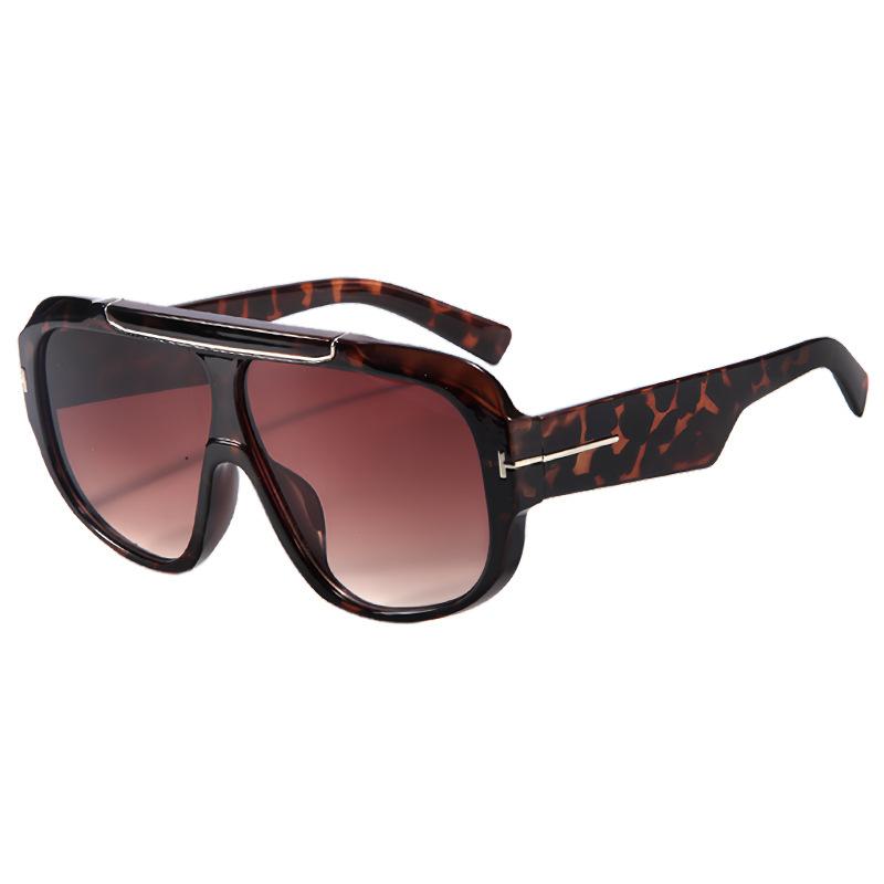 New Large Frame T-Shape Pilot Sunglasses Women'S Street Style Uv Protection Fashionable Sunglasses High-End Feeling Frog Eyes