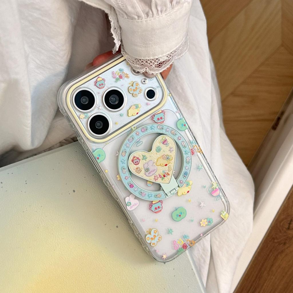 Cartoon Heart Magnetic Phone Case Compatible with iPhone 16, iPhone 17, and iPhone 17 Pro Max