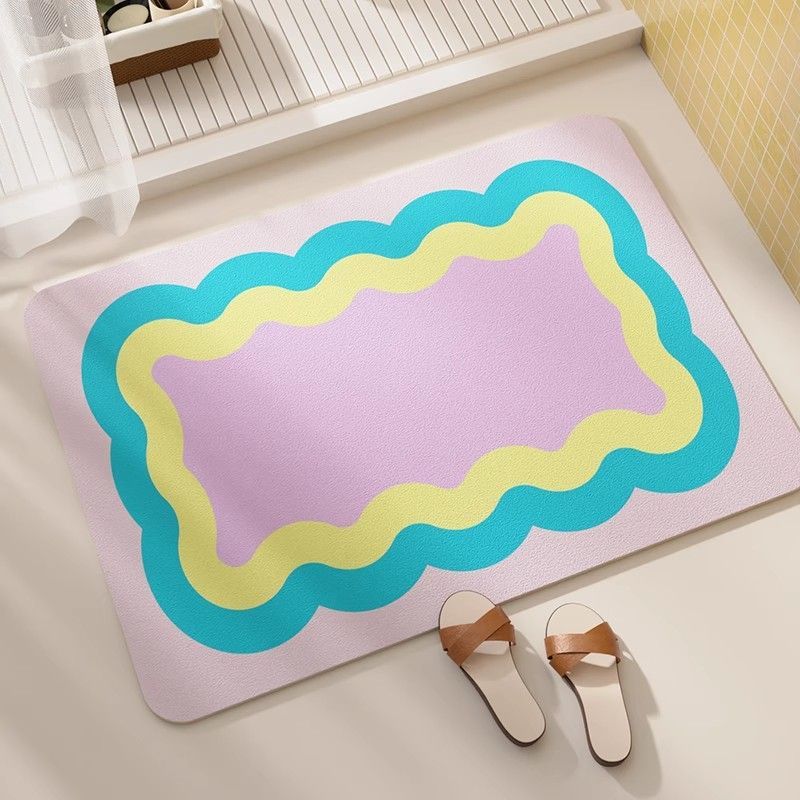 Krämfärgad Vind Diatomitlera Golvmatta Badrum Snabbtorkande Halkfri Golvmatta Badrum Vattenabsorberande Dörr Badrum Smutsavvisande Golvmatta