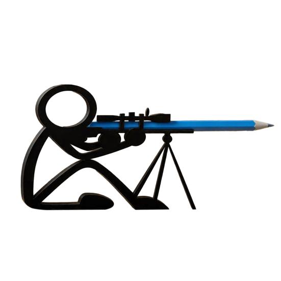 3D-gedruckter Stifthalter Schwarz Strichmännchen Stiftdisplayständer Strichmännchen Krieger Stifteorganizer für Zuhause Büro Schreibtischzubehör