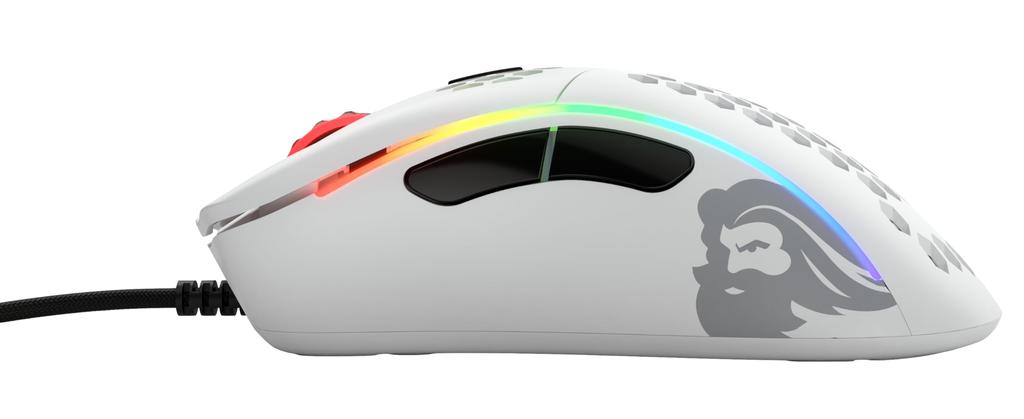 Glorious Model D Gaming Mouse, White, Wired, Compact, RGB Illuminated, 6 Programmable Buttons, 12 DPI, Ergonomic, Official Japanese Product (62g)