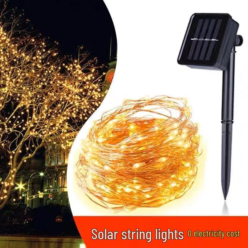 Outdoor Waterproof Solar Alloy String Lights - Colorful Light Strips for Courtyard, Balcony, or Landscape Decoration